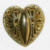 Heart Shaped Antique Gold Plated Full Metal Button