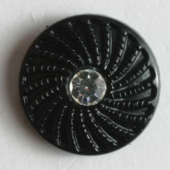 Black Polyamide Button With Rhinestone