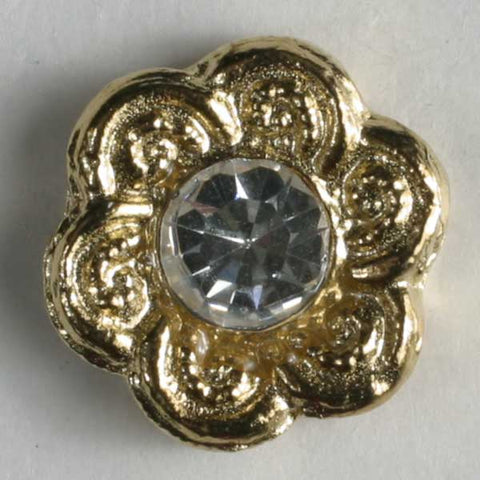 Gold Plated Polyamide Button With Rhinestone