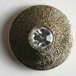 Antique Gold Plated Polyamide Button With Rhinestone