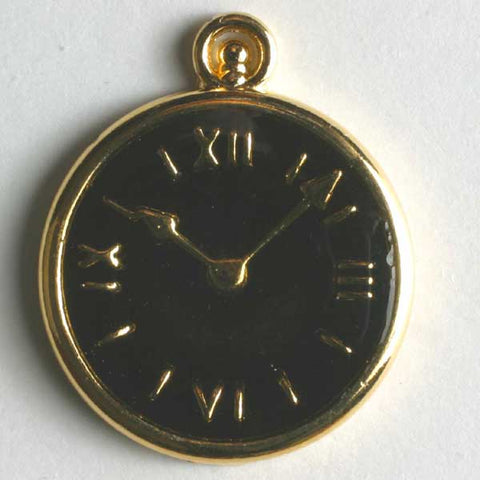 Black Pocket Watch Full Metal Enamelled Button