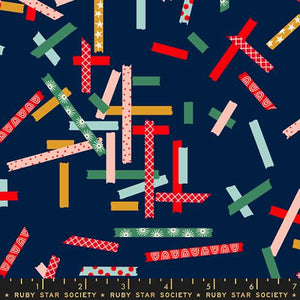 Jolly Darlings Washi Tape Cotton Fabric - Navy RS5087 13