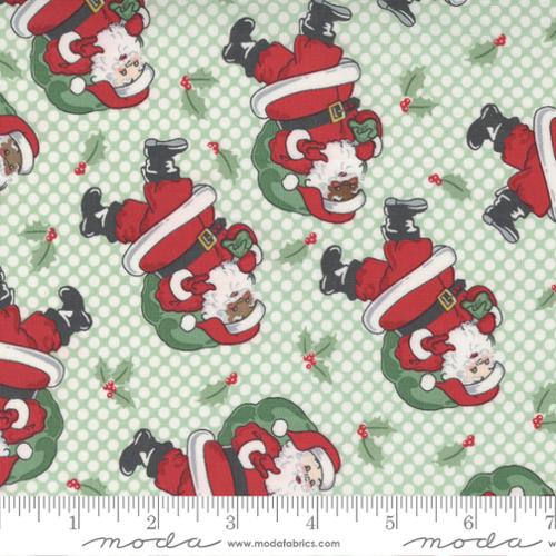Holly Jolly Santa Christmas Dot Cotton Fabric - Mint 31180 13
