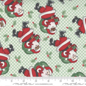 Holly Jolly Santa Christmas Dot Cotton Fabric - Mint 31180 13