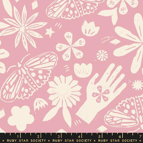 Moonglow Moonrise Stamp Cotton Quilting Fabric - Lavender RS4077 12