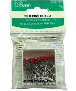 Clover Boxed Silk Pins Red/White Heads 100pc
