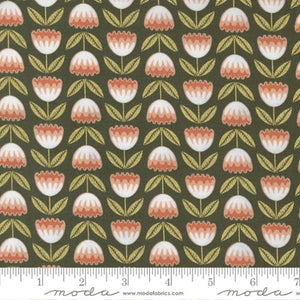 Meadowmere Metallic Blossoms Cotton Fabric - Forest 48362 33M