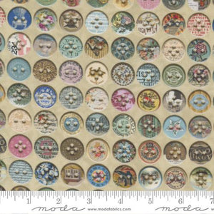 Junk Journal Buttons Cotton Fabric - Parchment 7414 12