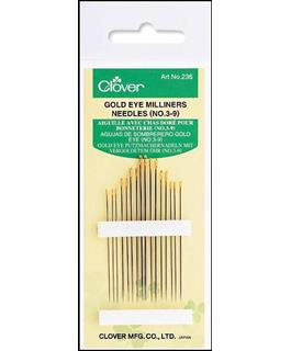 Clover Hand Needle Gold Eye Milliners #3/9 15pc
