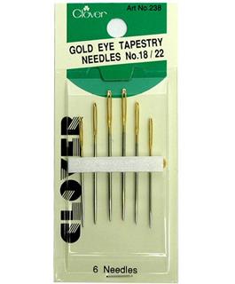 Clover Hand Needle Gold Eye Tapestry #18/22 6pc