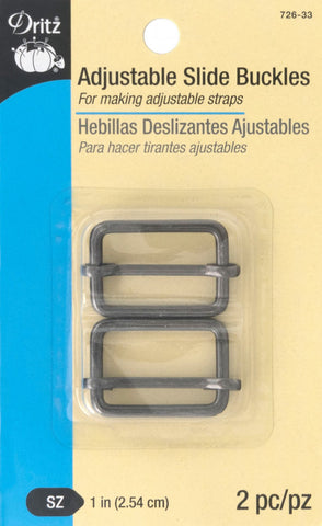 Dritz Adjustable Slide Buckle 1" Gunmetal 2pc