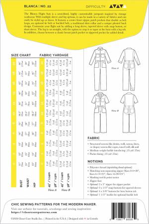 Blanca Flight Suit Pattern - sizes 0-20