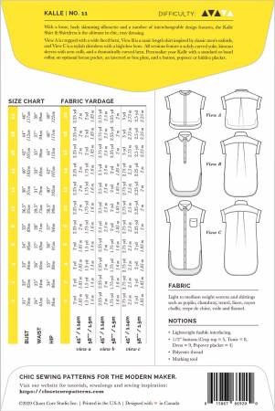Kalle Shirt & Shirtdress Pattern - sizes 0-20