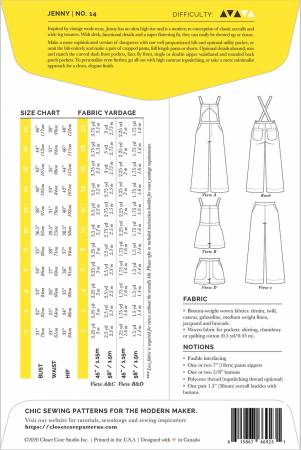 Jenny Overalls & Trousers Pattern - sizes 0-20