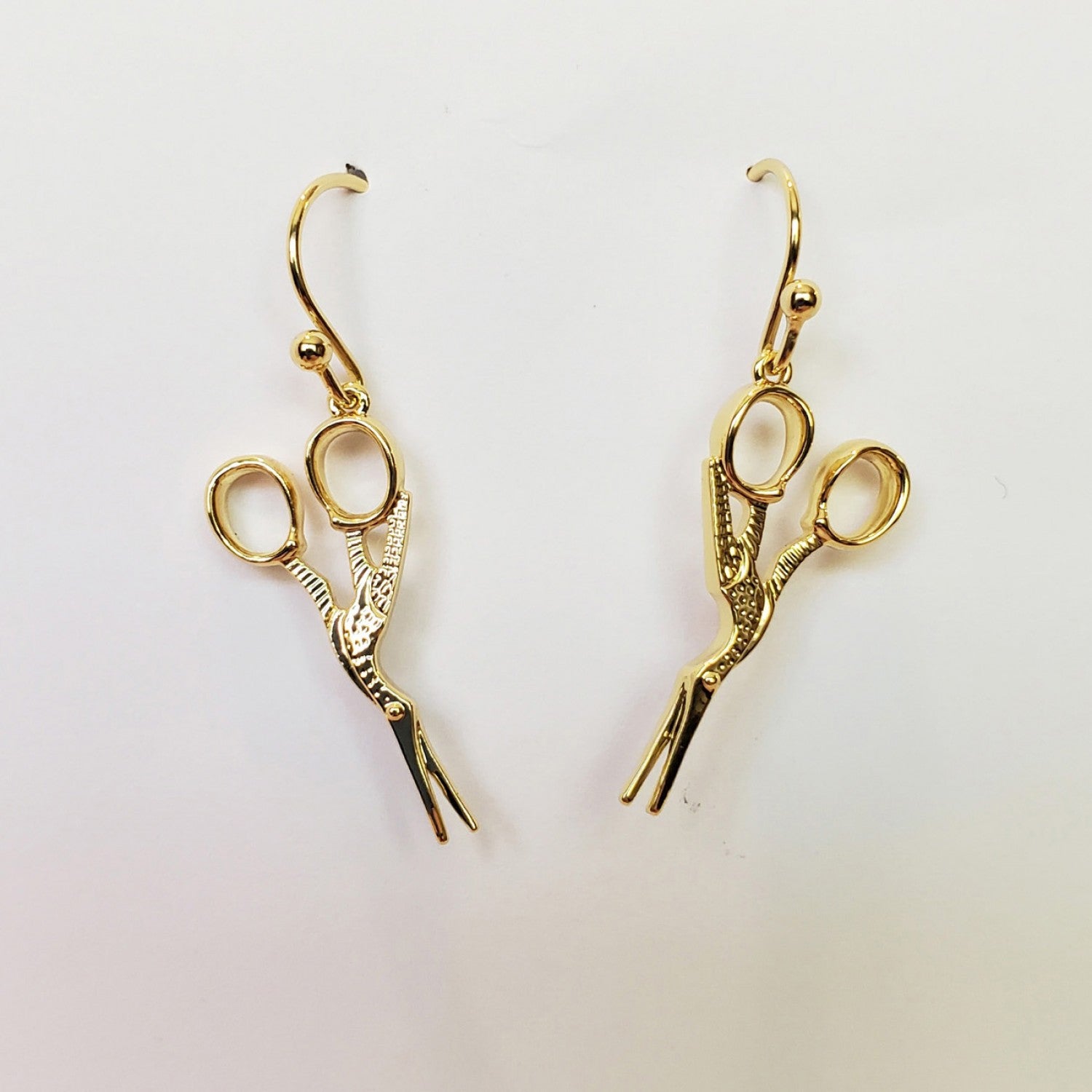 Stork Scissor Drop Earrings - Gold