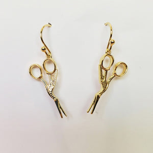 Stork Scissor Drop Earrings - Gold