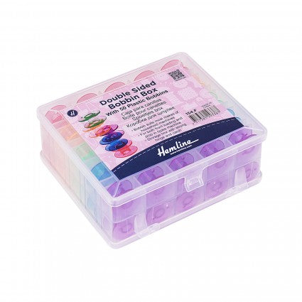 Hemline Double Sided Bobbin Box w/50 Bobbins