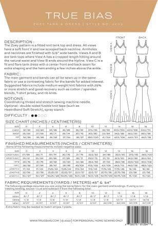 Zoey Tank & Dress Pattern - sizes 0-18