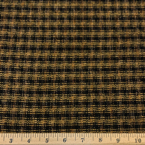 Soft Woven Plaid Fabric - Mustard Black