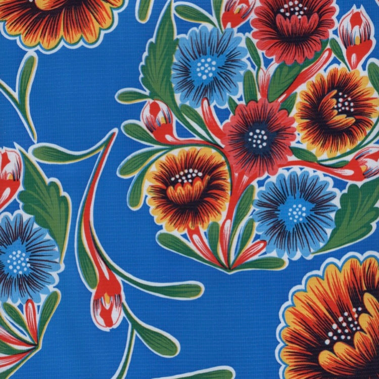 Bloom Oilcloth Fabric - Blue