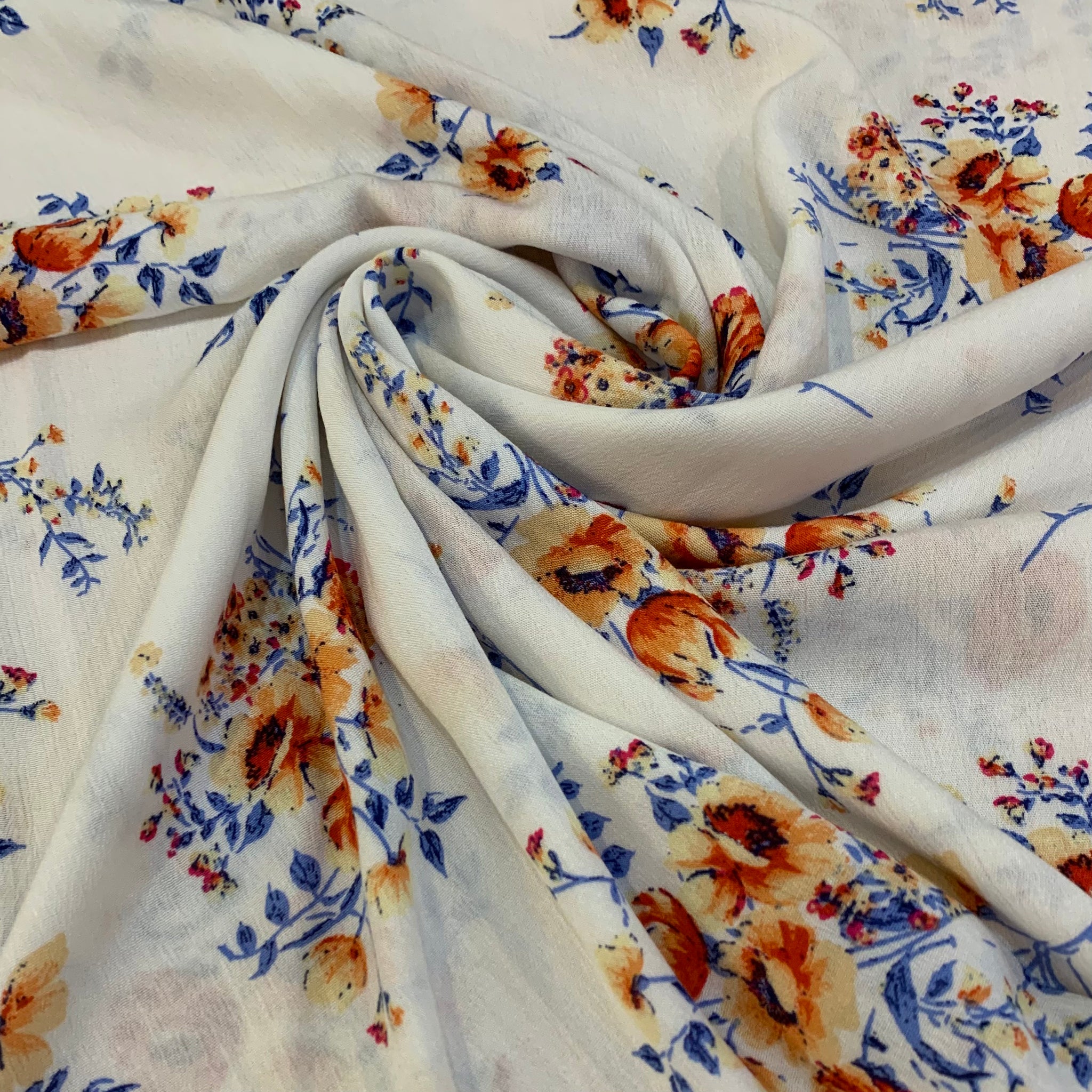 Floral Linen Rayon Blend Fabric