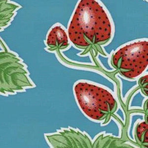 Forever Strawberries Oilcloth - Sky Blue