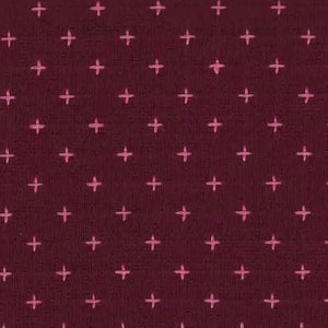 Cross Stitched Cotton Fabric - Plum/Pink