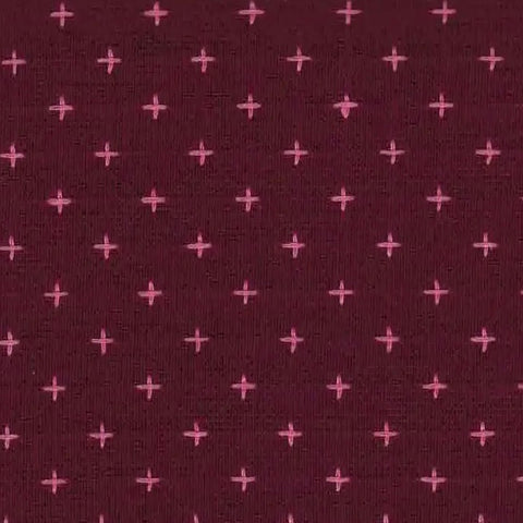 Cross Stitched Cotton Fabric - Plum/Pink