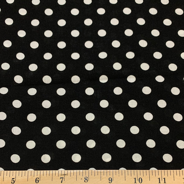 Polka Dot Rayon Challis - Black and White