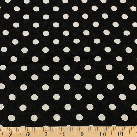 Polka Dot Rayon Challis - Black and White