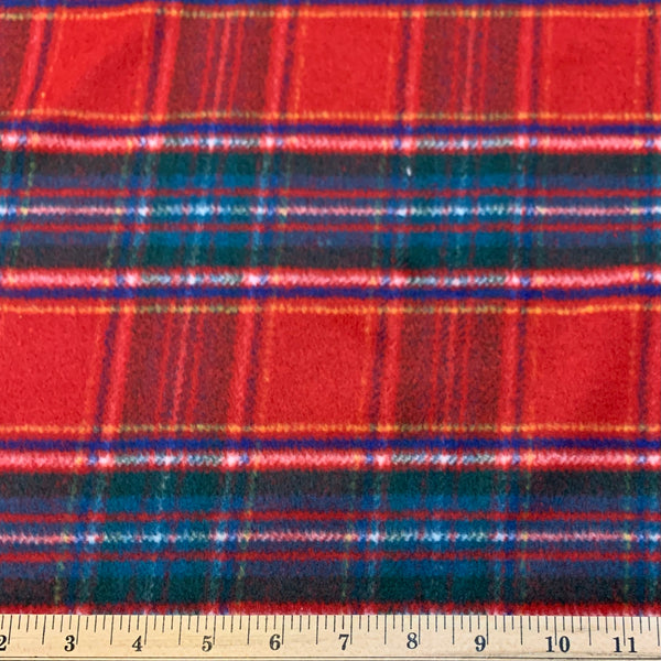 Wool Blend Plaid Coating Fabric - Red Blue & Green