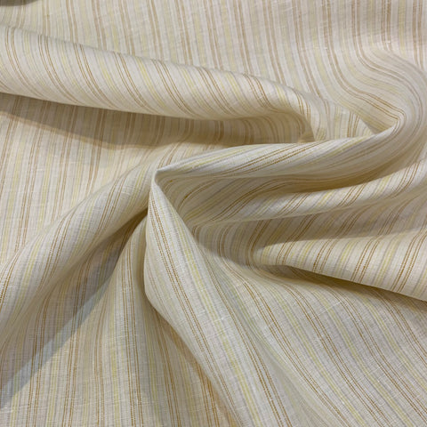 Striped Midweight Linen Fabric - Yellow and Orange