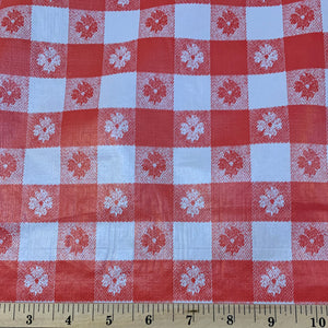 Tavern Check Flannel Backed Table Cloth Vinyl Fabric - Light Red