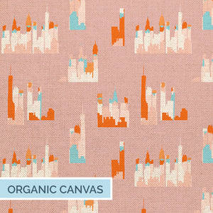 Sky Gazing Sky Scrapper Organic Cotton Canvas Fabric - Pink 360-2292