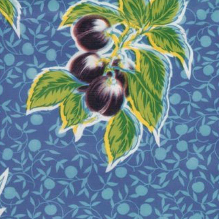 Summer Fruit Oilcloth Fabric - Blue