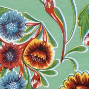 Bloom Oilcloth Fabric - Aqua