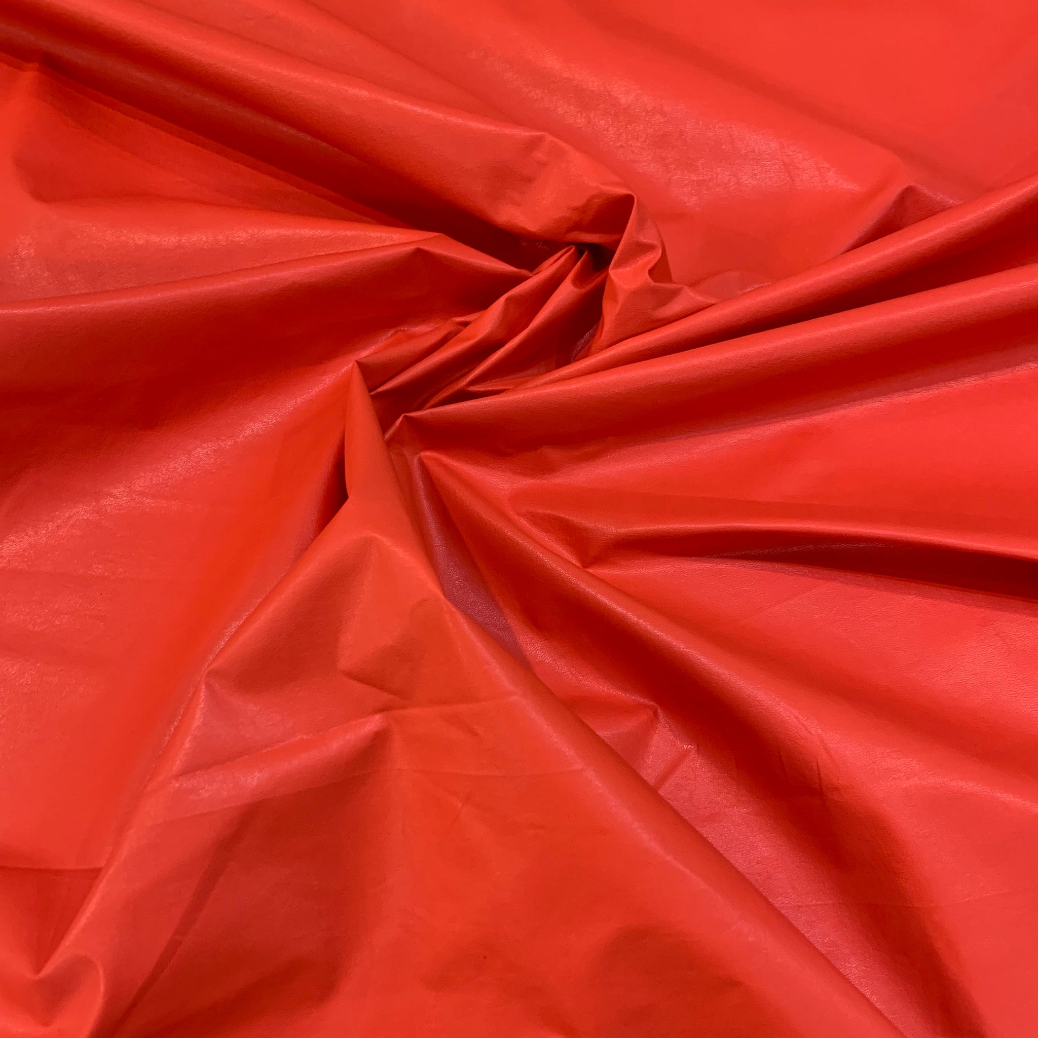 Cotton Backed Faux Leather Fabric - Tomato Red
