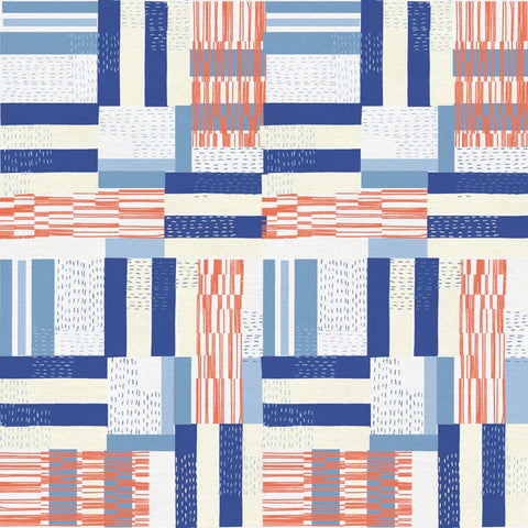 Roam Crossed Lines Cotton Fabric - Blue 23059