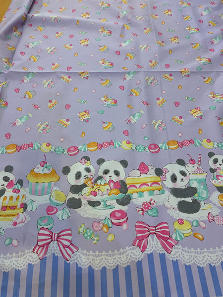 Harajuku Dolls Pastel Panda Lightweight Twill Cotton Fabric YGA-51050-1-C
