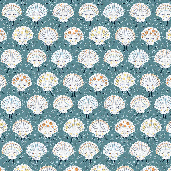 Crabbies Dancing Seashells Cotton Fabric - Yellow Orange 120-2705