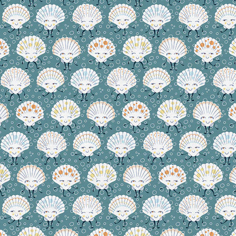 Crabbies Dancing Seashells Cotton Fabric - Yellow Orange 120-2705