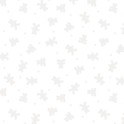 Tiny Tonals Bears Cotton Fabric - White on White TT2 1