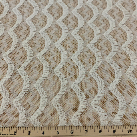 Fringed Stretch Mesh Fabric - Ivory