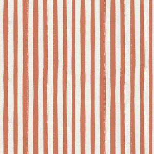 By the Sea Rough Stripe Cotton Fabric - Coral 23007