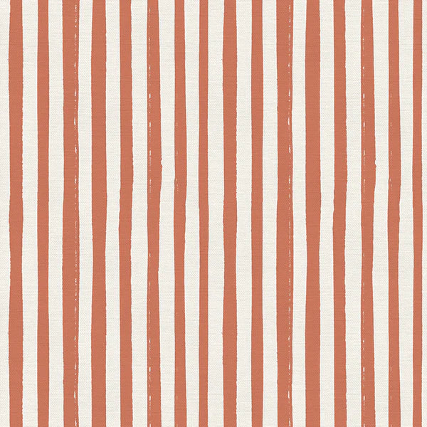 By the Sea Rough Stripe Cotton Fabric - Coral 23007