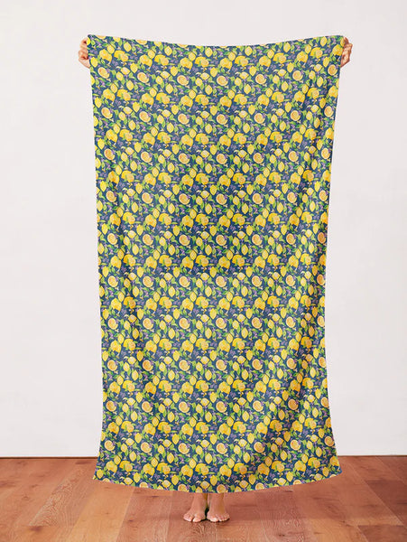 Sweet & Sour Lemon Tree Cotton Fabric - Navy 120-2611