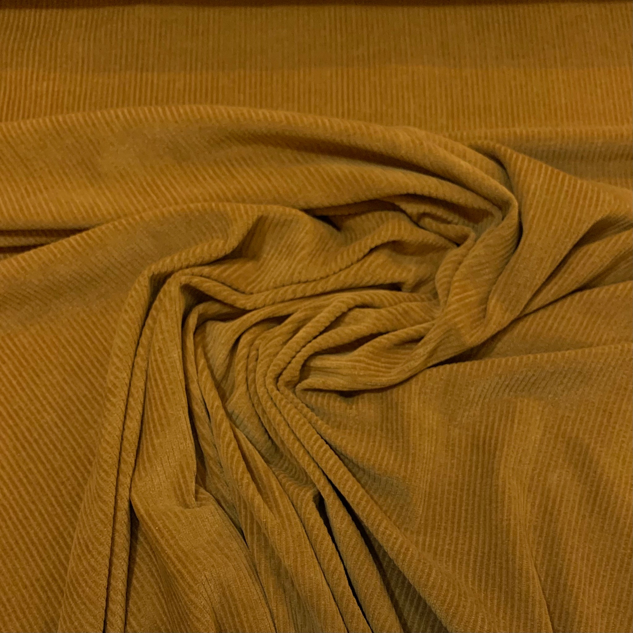 Knit Corduroy Fabric - Brown Mustard