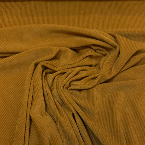 Knit Corduroy Fabric - Brown Mustard