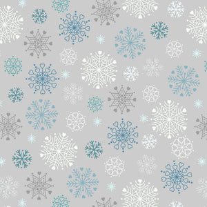 Glow in the Dark Snowflakes Cotton Fabric - Silver