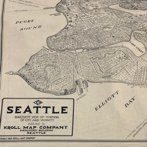 Seattle Area Kroll Map Cotton Fabric